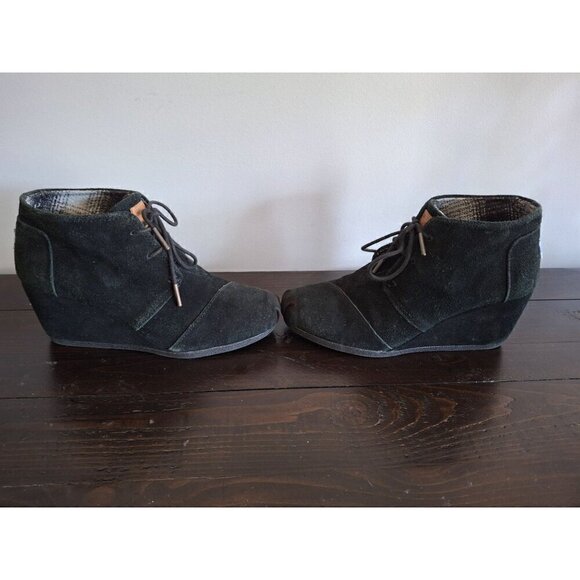 Toms Womens Desert Wedge in Black Suede/Pre-owned, 7.5 - Picture 4 of 9